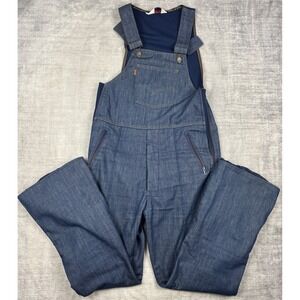 Levis Overalls‎ Women Large Ski Bib Denim Blue Jean Snow Suit Vtg 70s Orange Tab